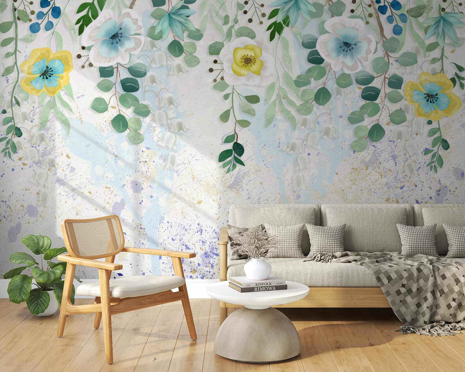 Fototapet liane de flori în culori delicate