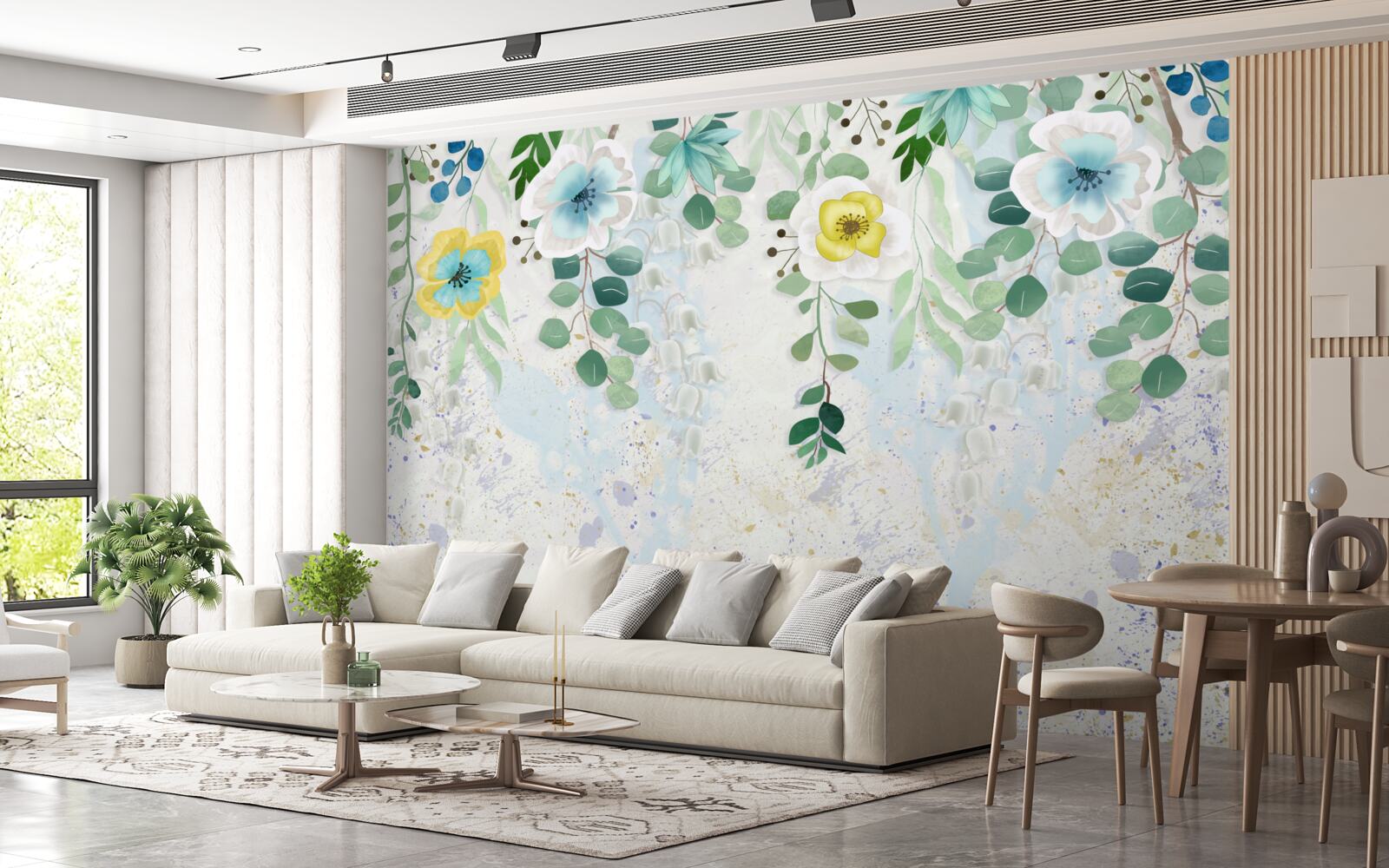 Fototapet liane de flori în culori delicate