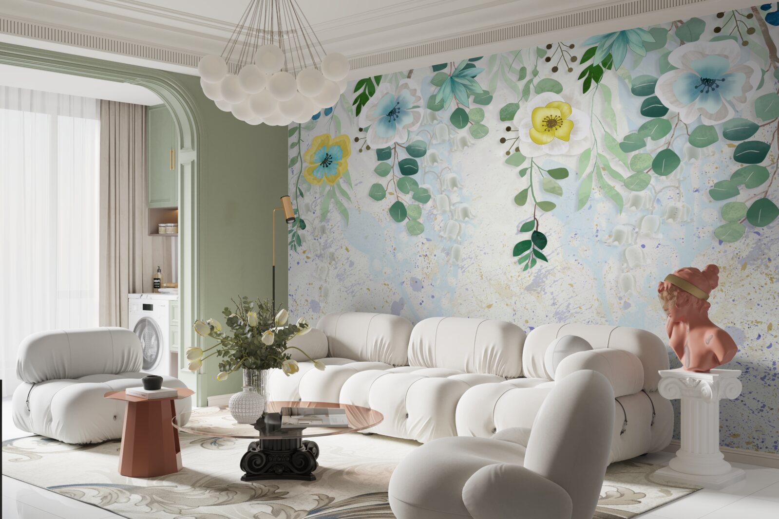 Fototapet liane de flori în culori delicate