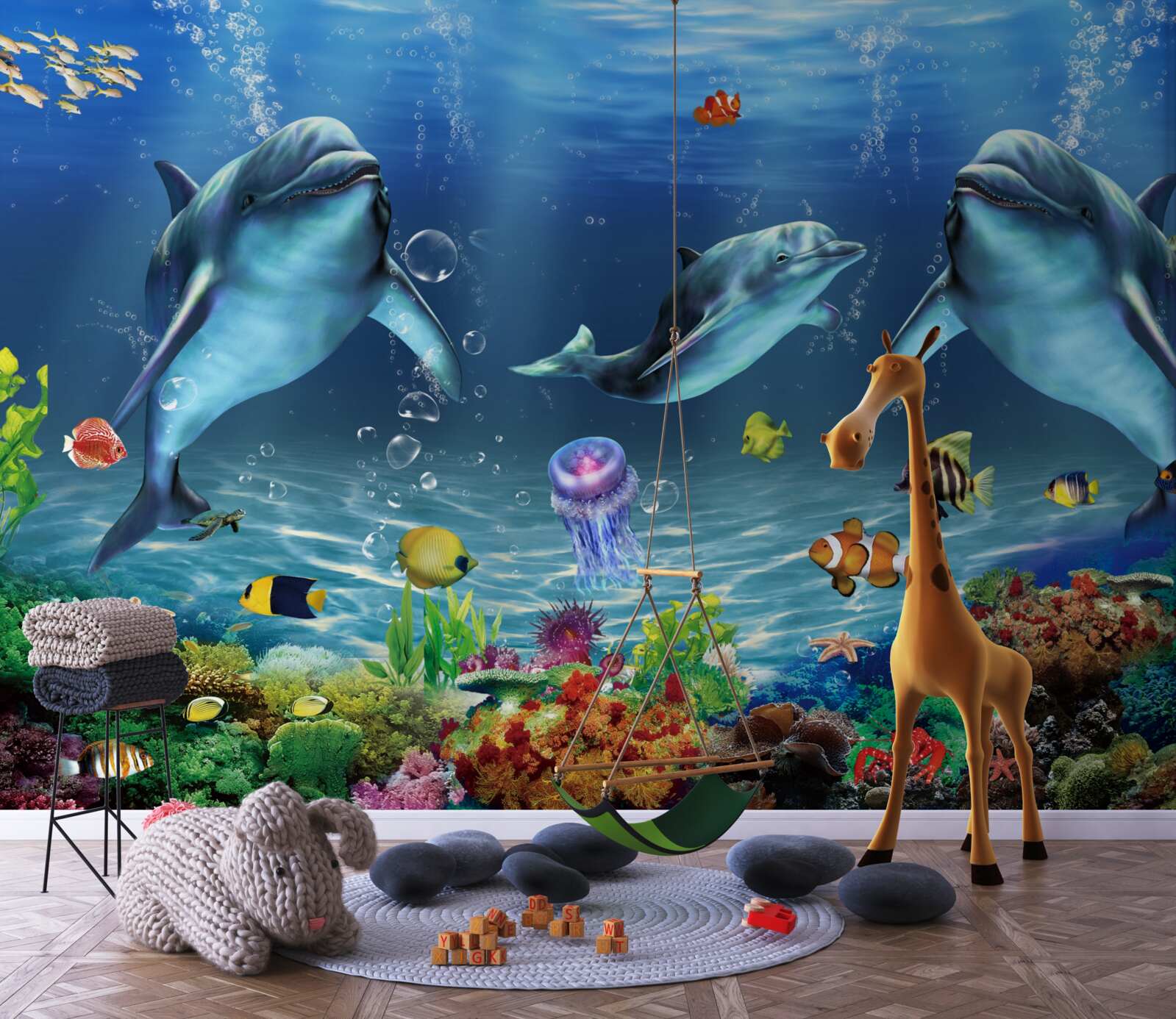 Fototapet locuitorii apelor - delfinii