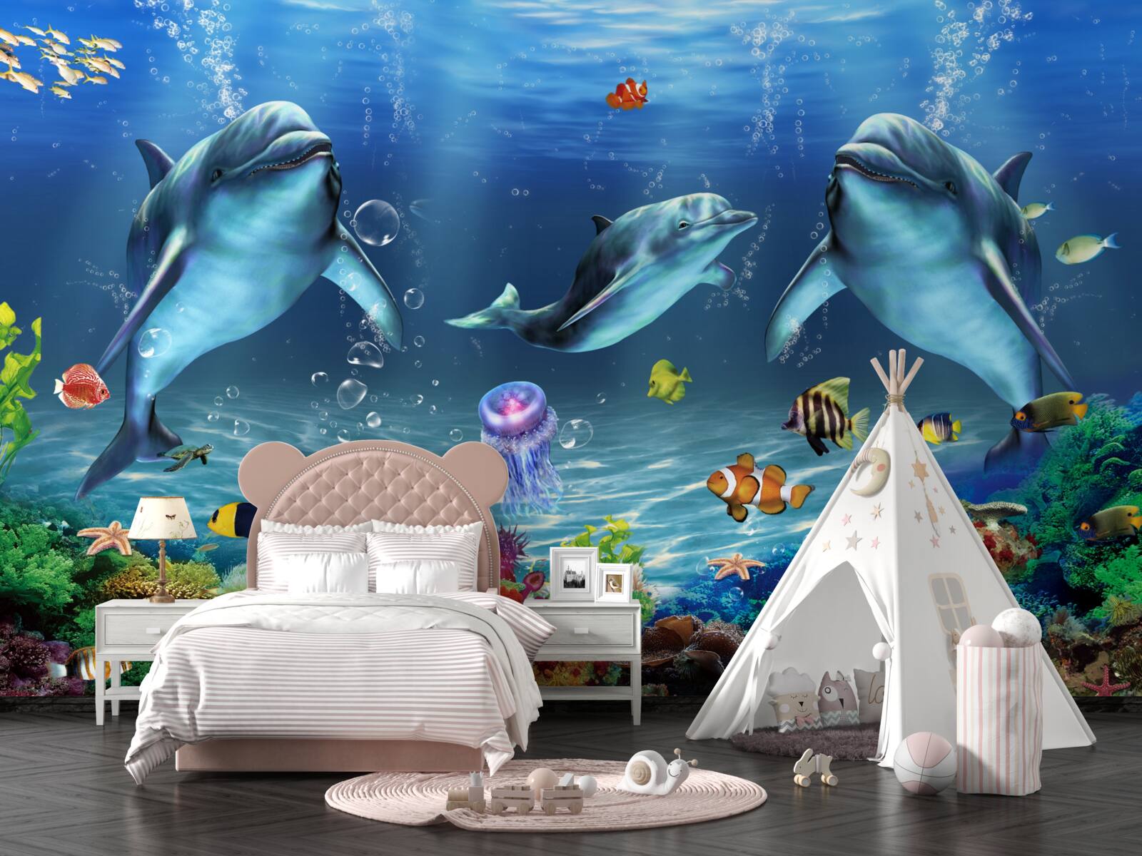 Fototapet locuitorii apelor - delfinii