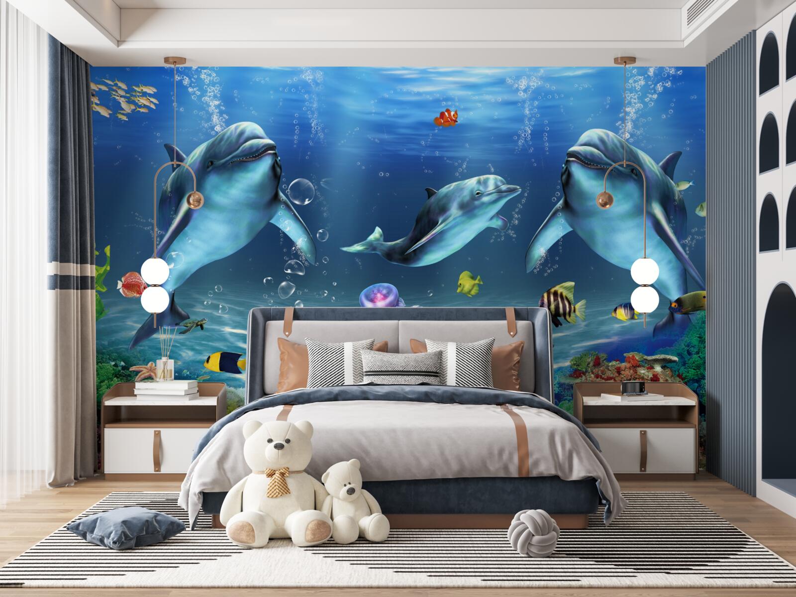 Fototapet locuitorii apelor - delfinii