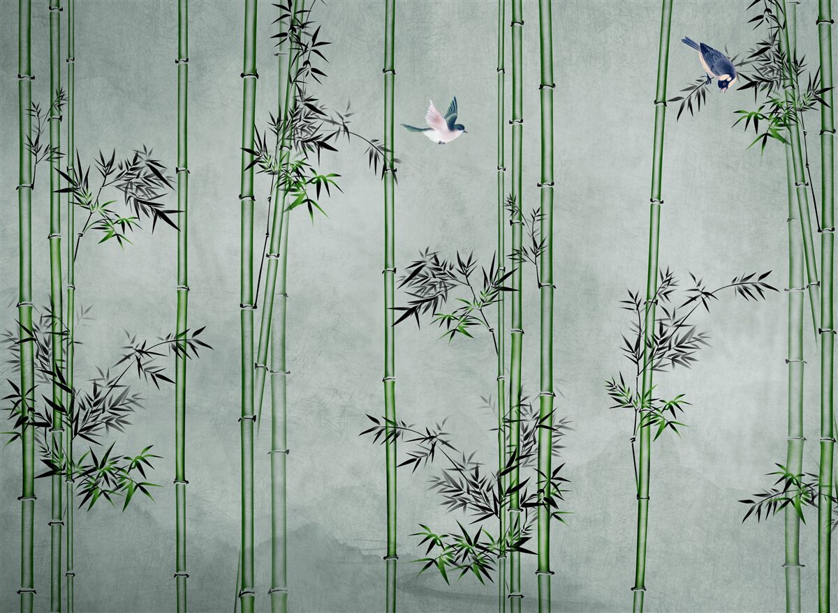 Fototapet pădurea de bambus este învăluită în ceață