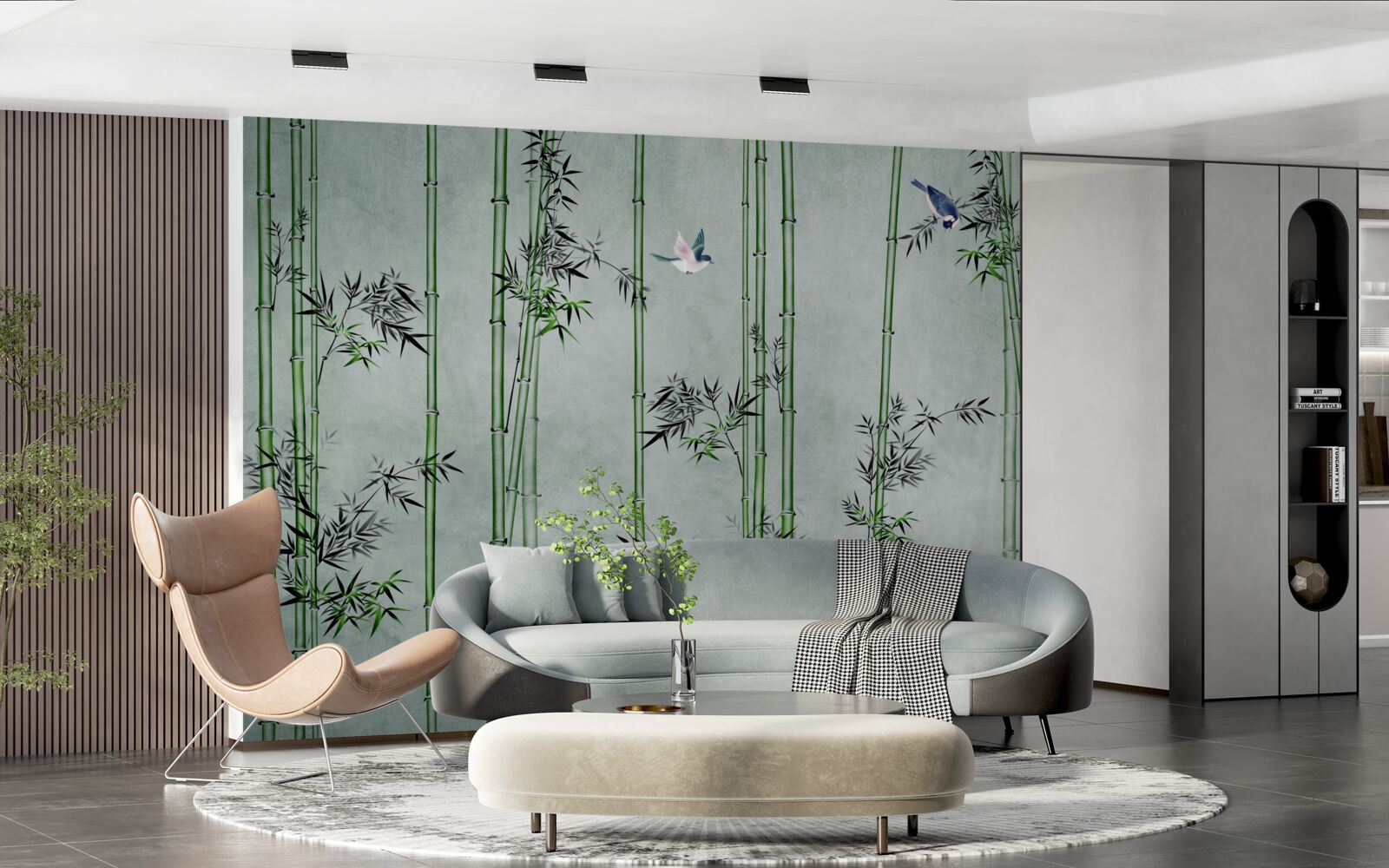 Fototapet pădurea de bambus este învăluită în ceață