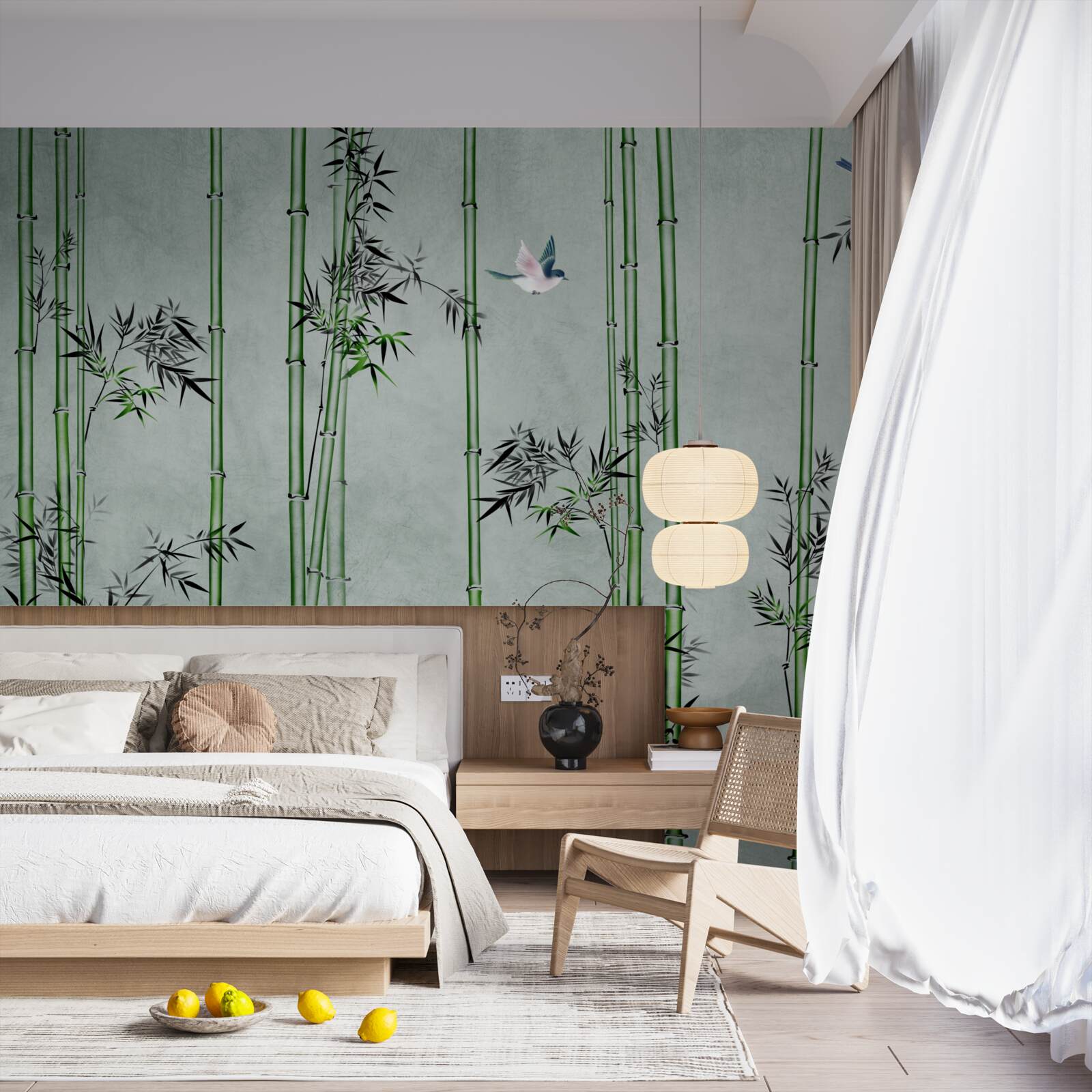 Fototapet pădurea de bambus este învăluită în ceață