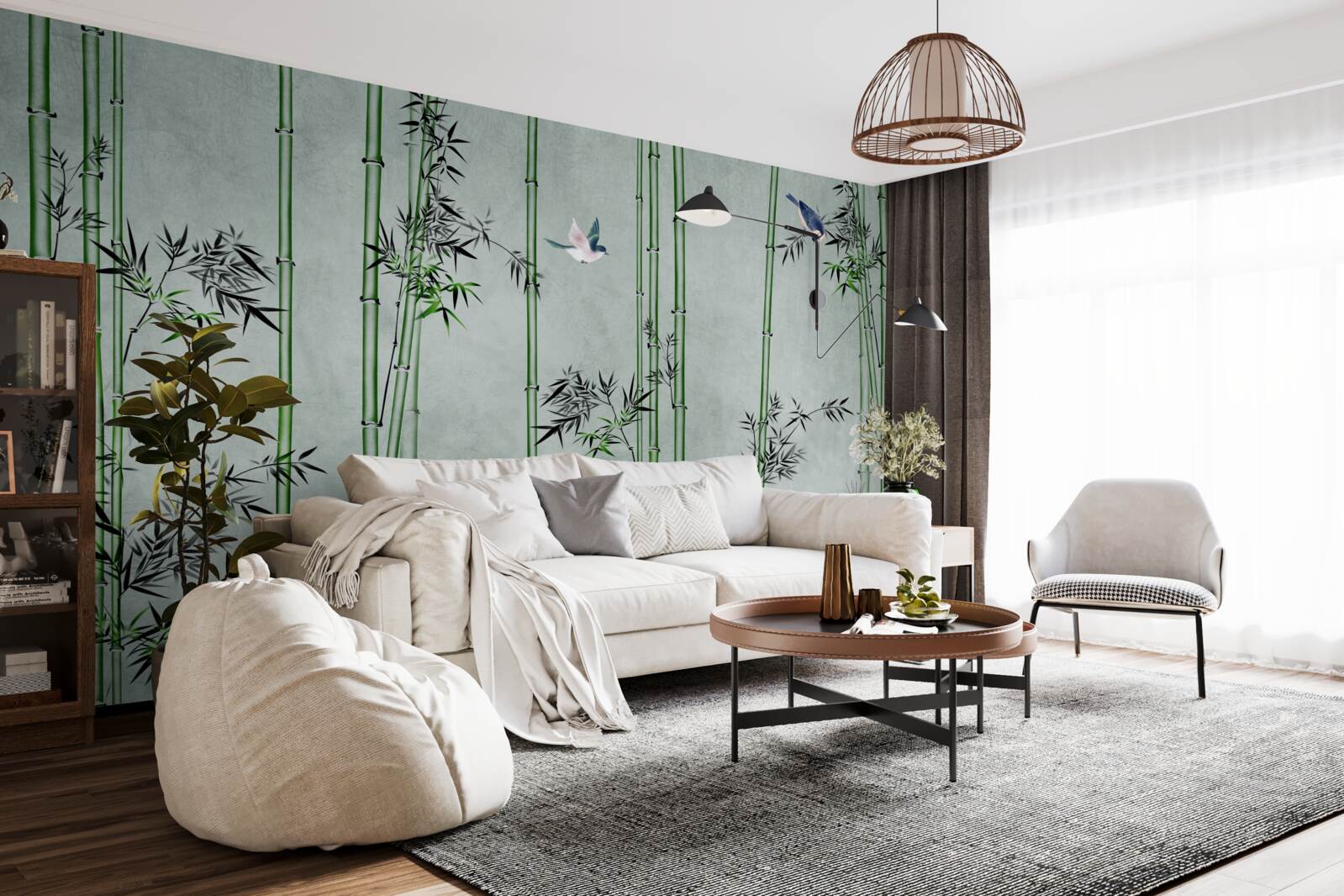 Fototapet pădurea de bambus este învăluită în ceață