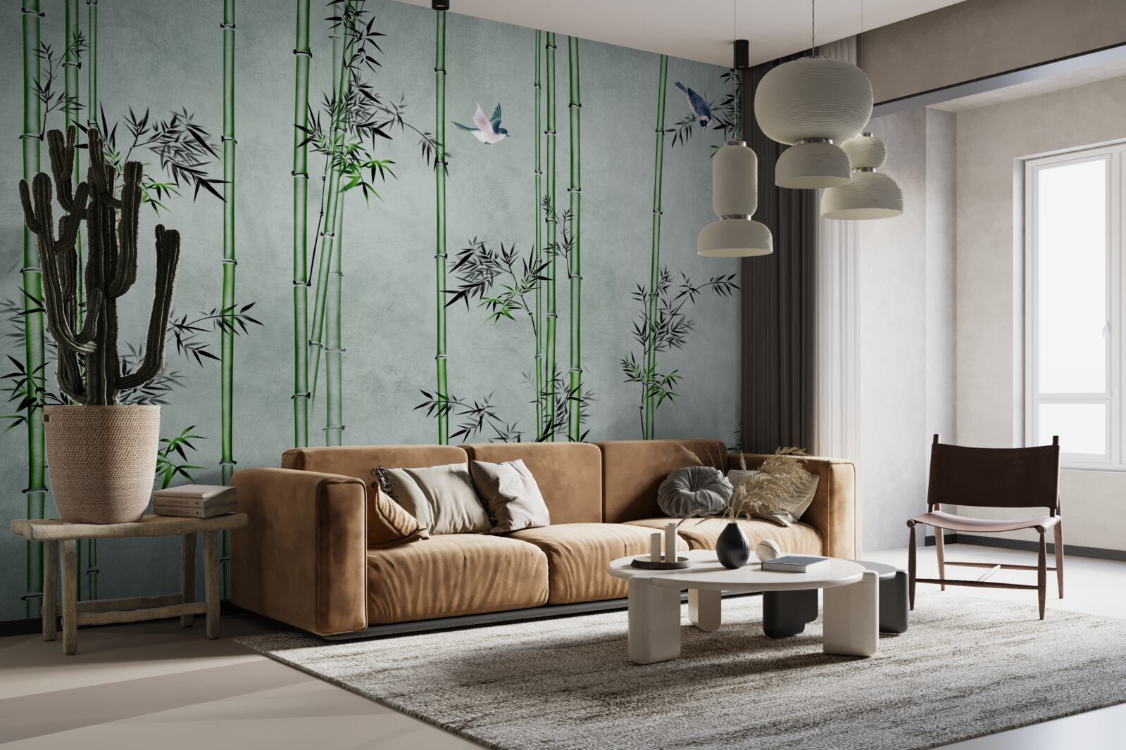 Fototapet pădurea de bambus este învăluită în ceață