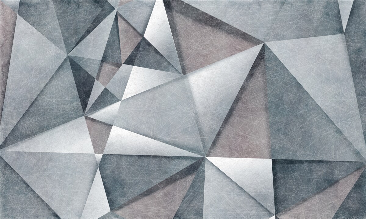 Fototapet abstract gri compus din triunghiuri