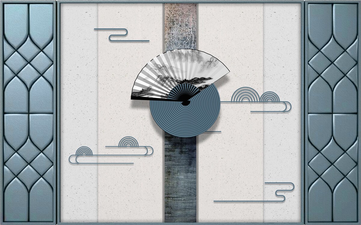 Fototapet ventilator în alb și negru pe un cer înnorat