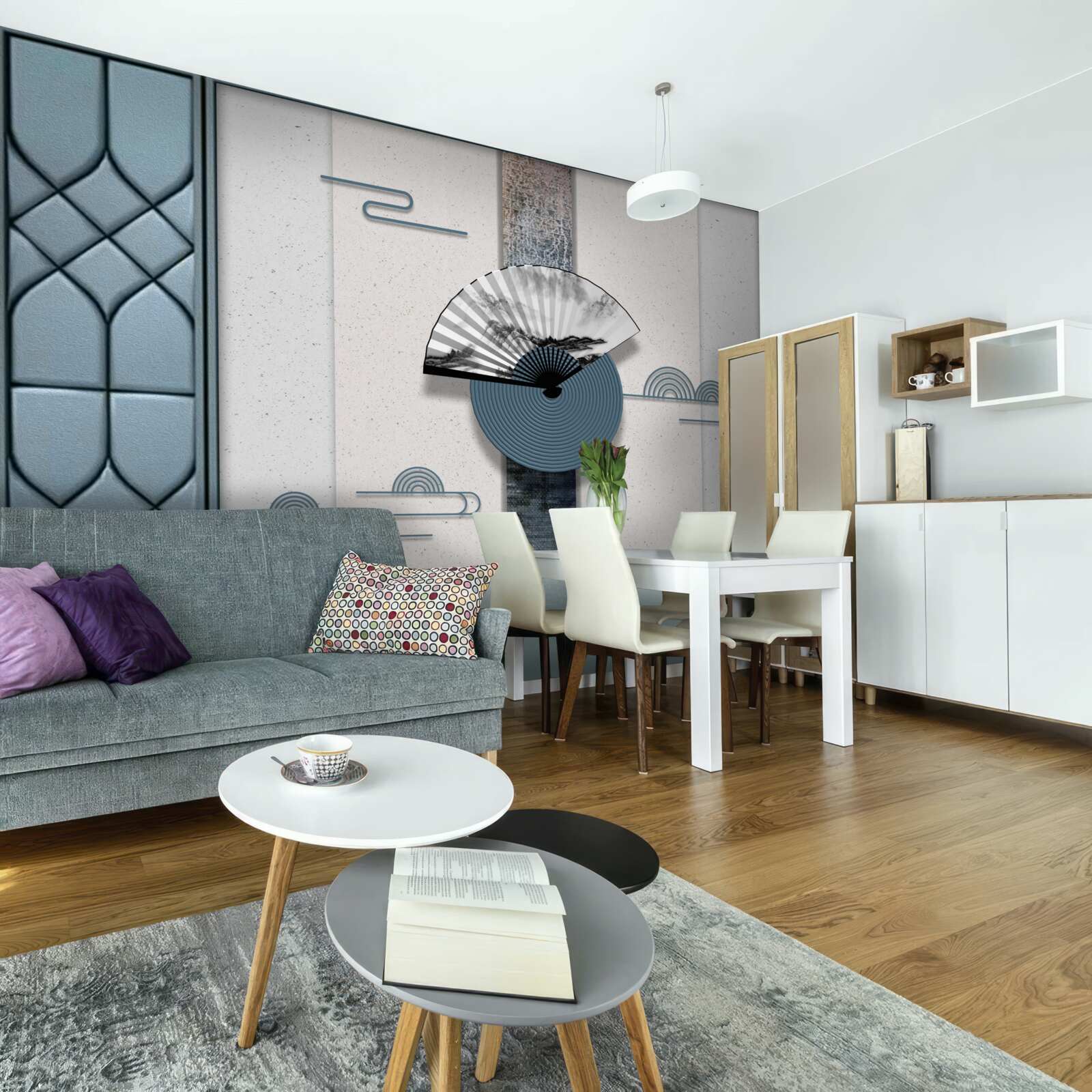 Fototapet ventilator în alb și negru pe un cer înnorat