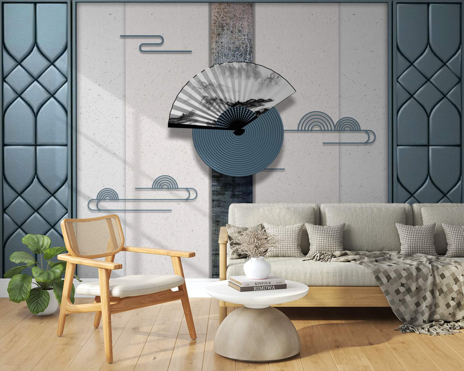 Fototapet ventilator în alb și negru pe un cer înnorat