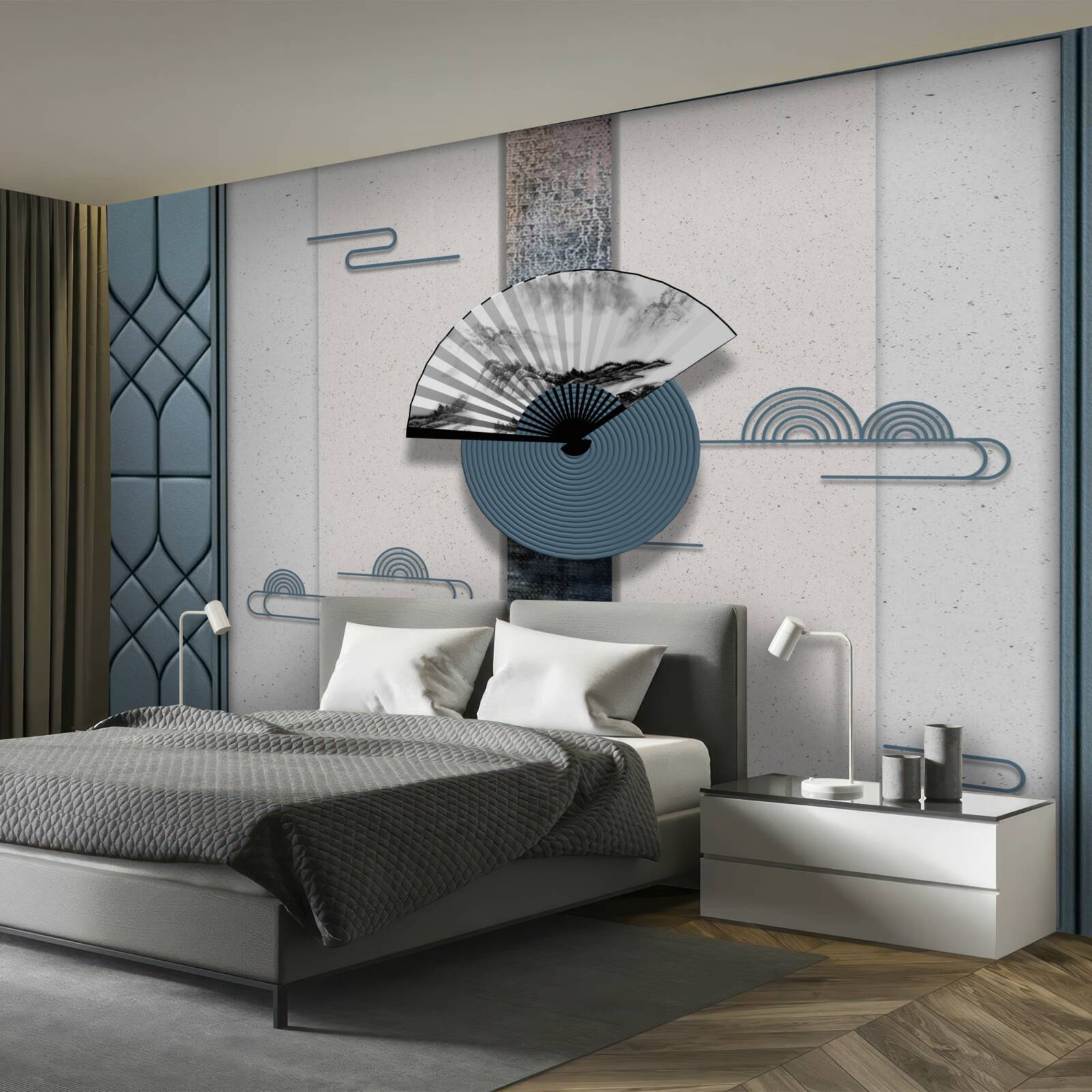 Fototapet ventilator în alb și negru pe un cer înnorat