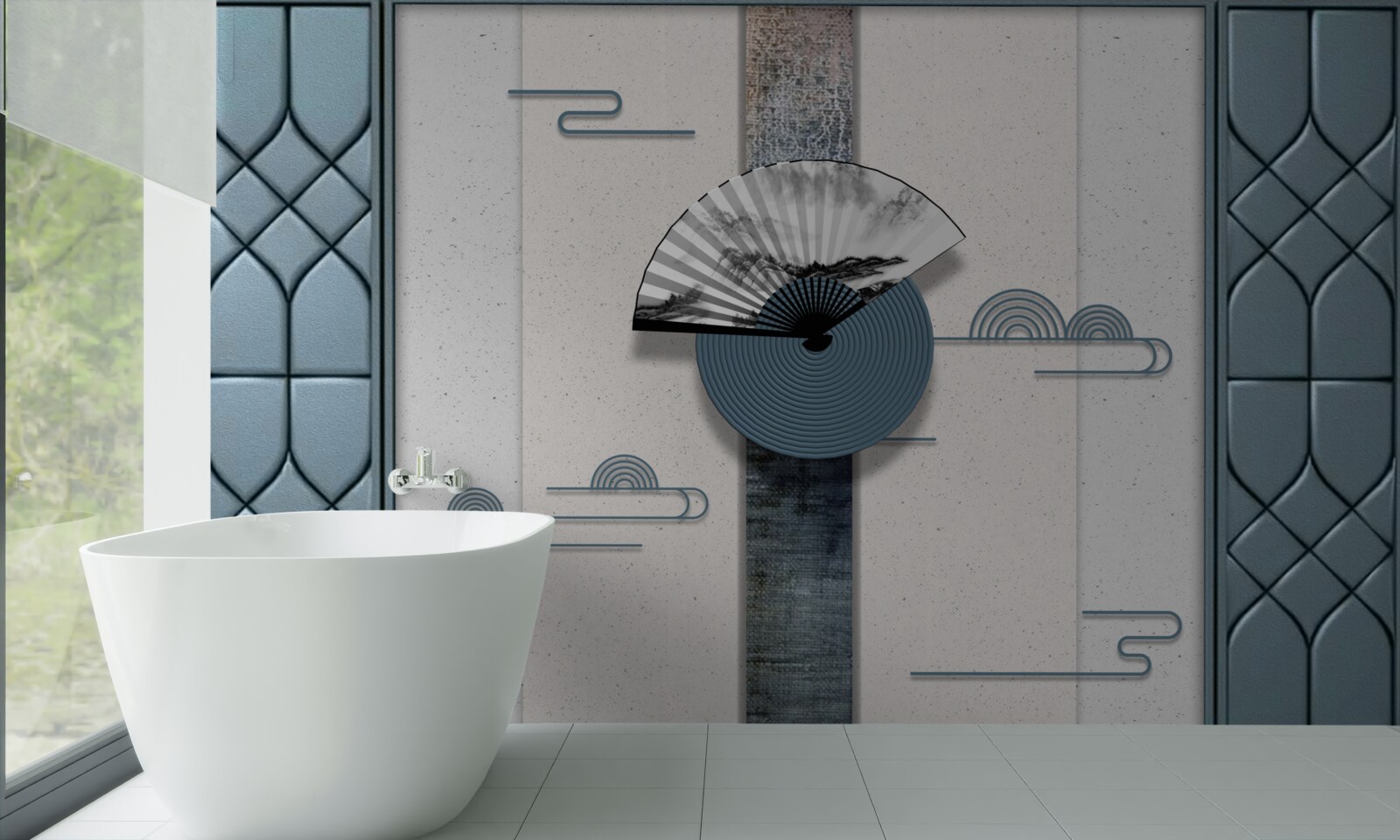 Fototapet ventilator în alb și negru pe un cer înnorat