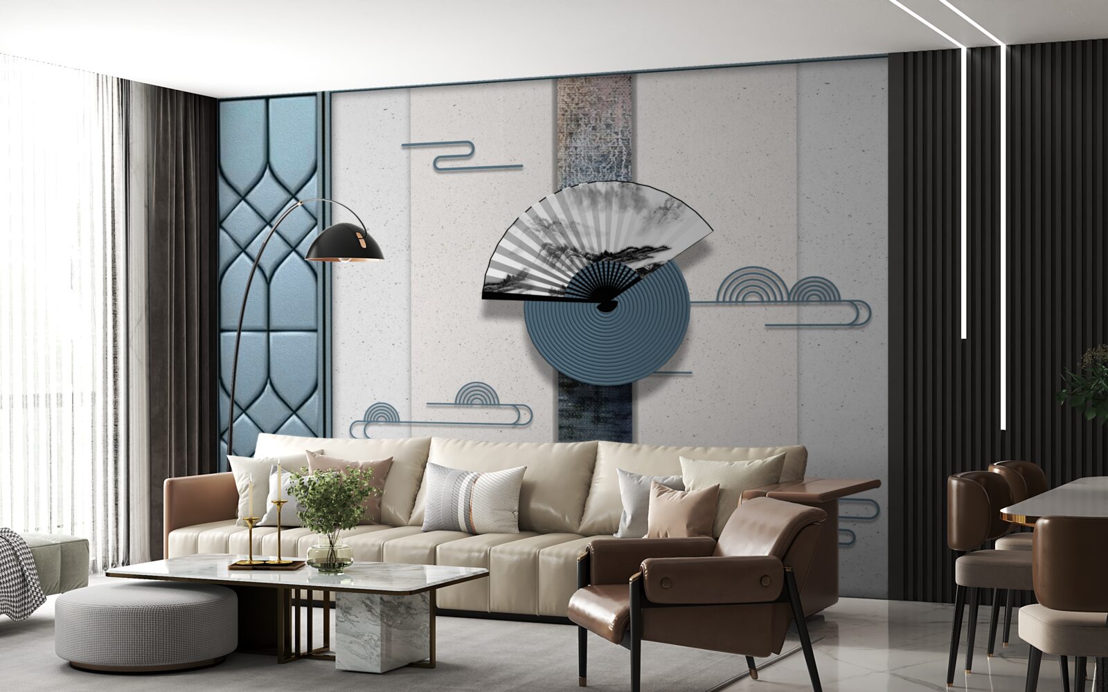 Fototapet ventilator în alb și negru pe un cer înnorat