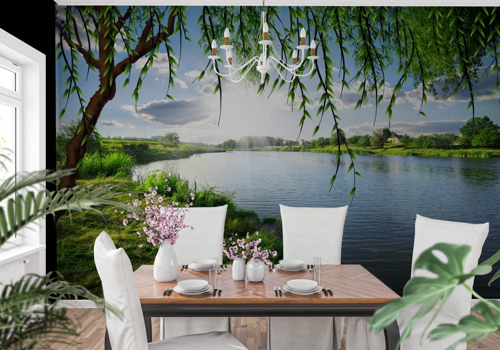 Fototapet frumusețea salciei de lângă malul apei liniștite