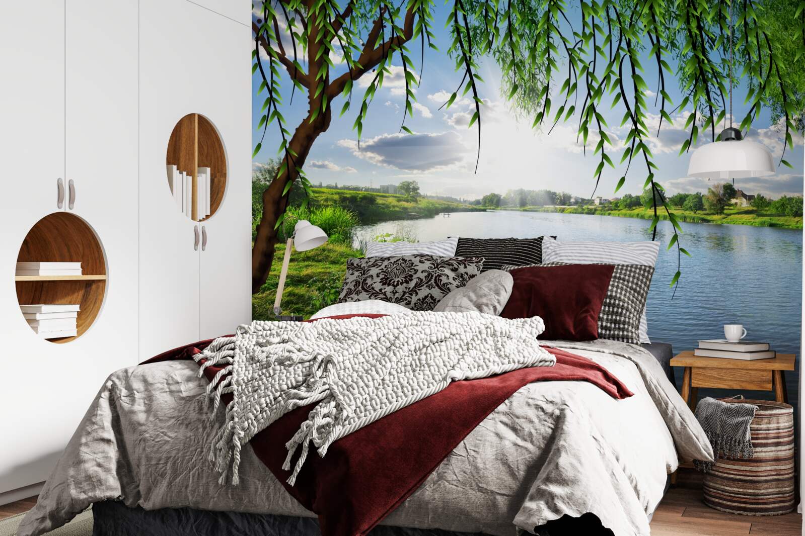 Fototapet frumusețea salciei de lângă malul apei liniștite