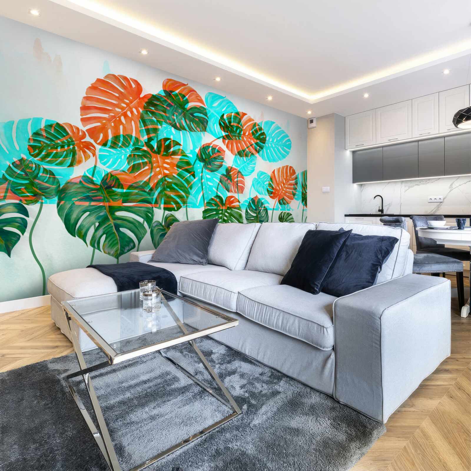 Fototapet monstera cu frunze verzi