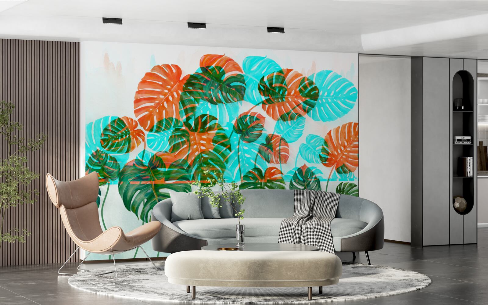 Fototapet monstera cu frunze verzi