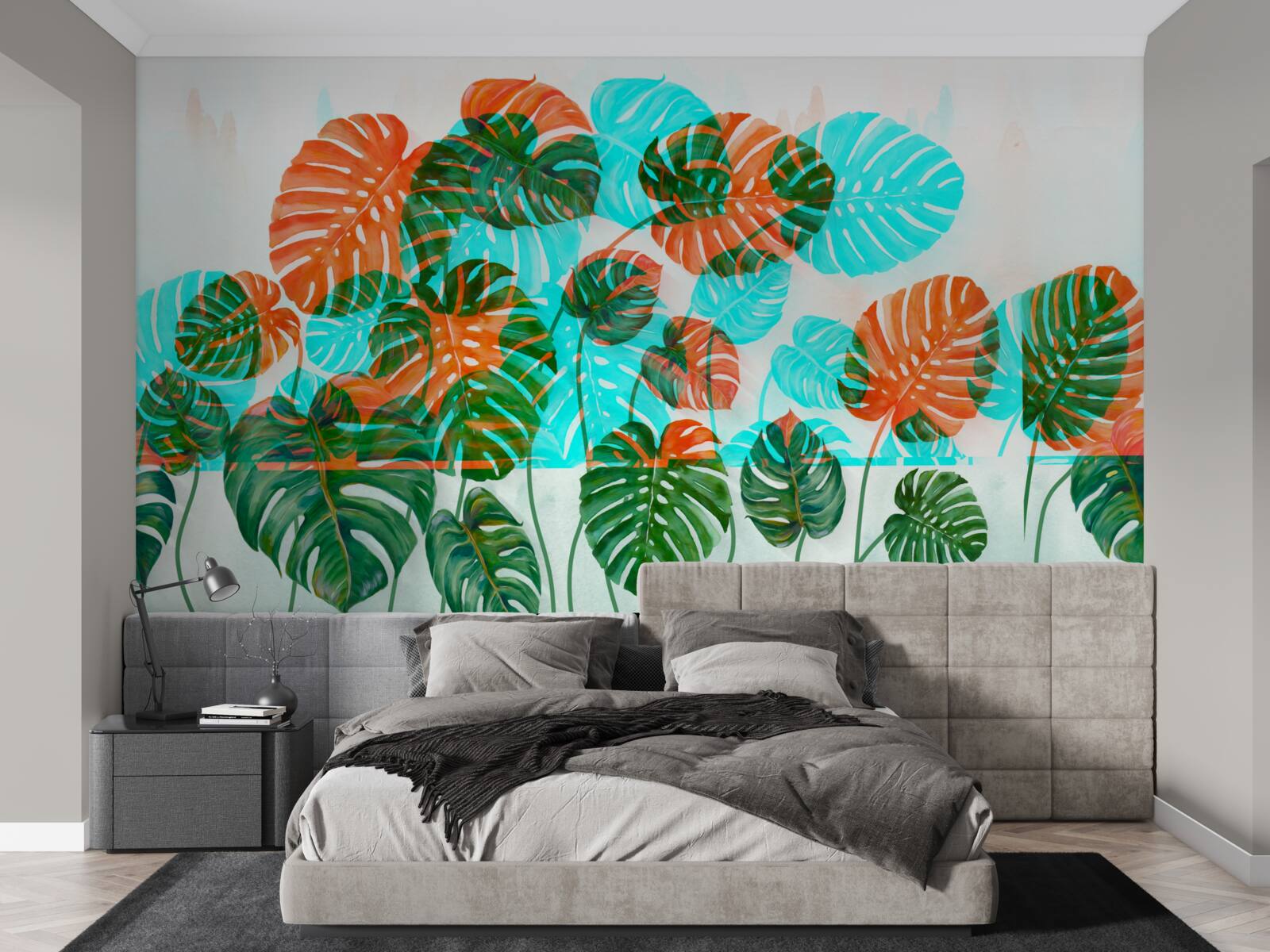 Fototapet monstera cu frunze verzi