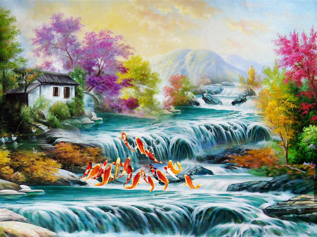 Fototapet o cascadă tronează prin casă toamna