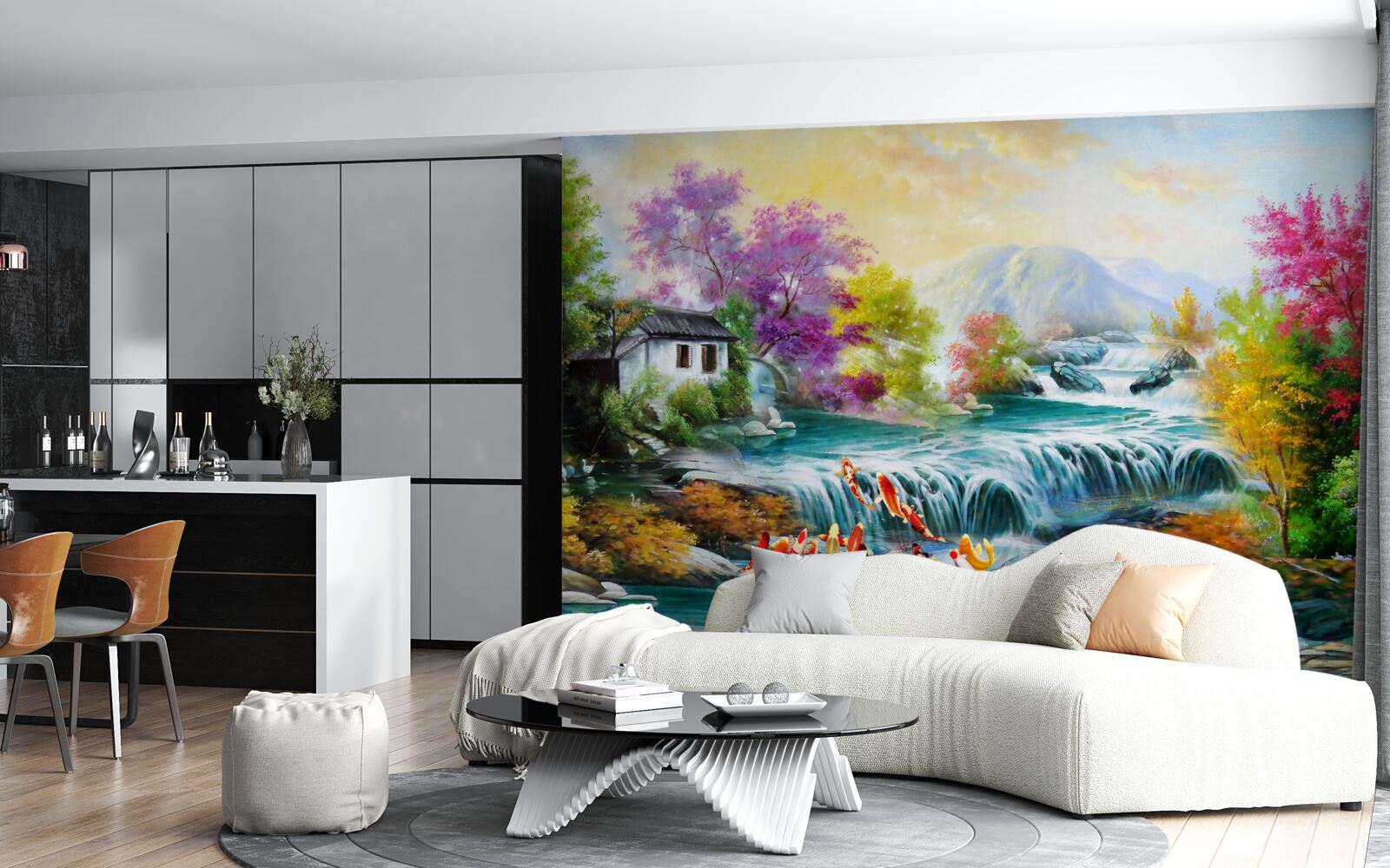 Fototapet o cascadă tronează prin casă toamna