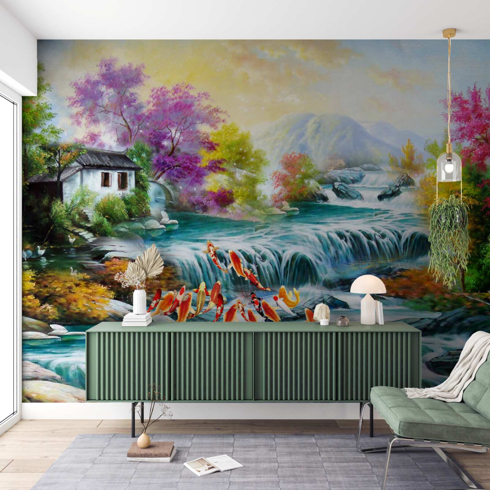 Fototapet o cascadă tronează prin casă toamna