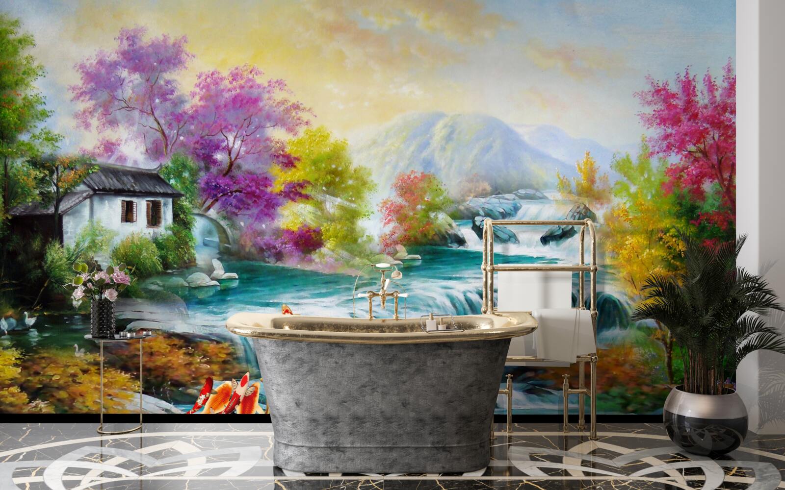 Fototapet o cascadă tronează prin casă toamna