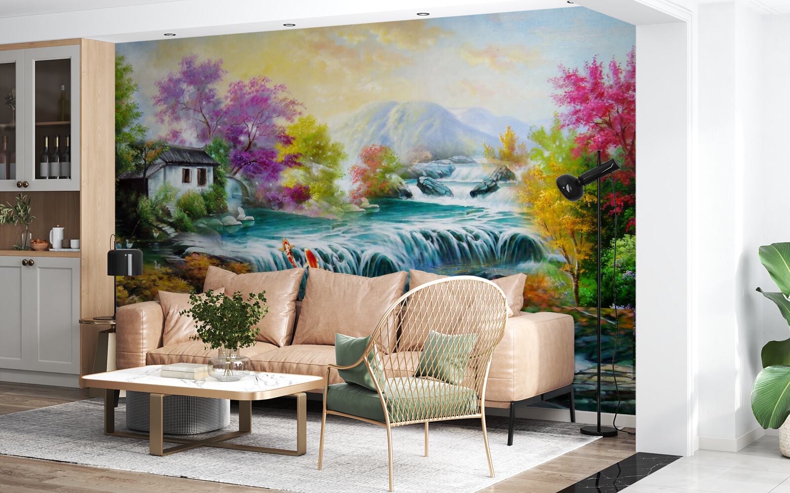 Fototapet o cascadă tronează prin casă toamna