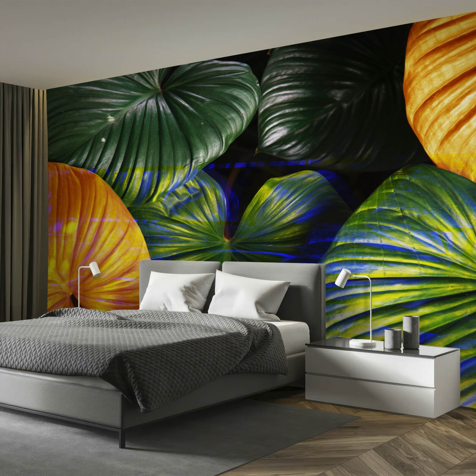 Fototapet frunze mari verzi și maro