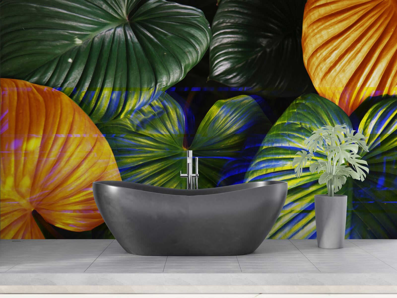 Fototapet frunze mari verzi și maro