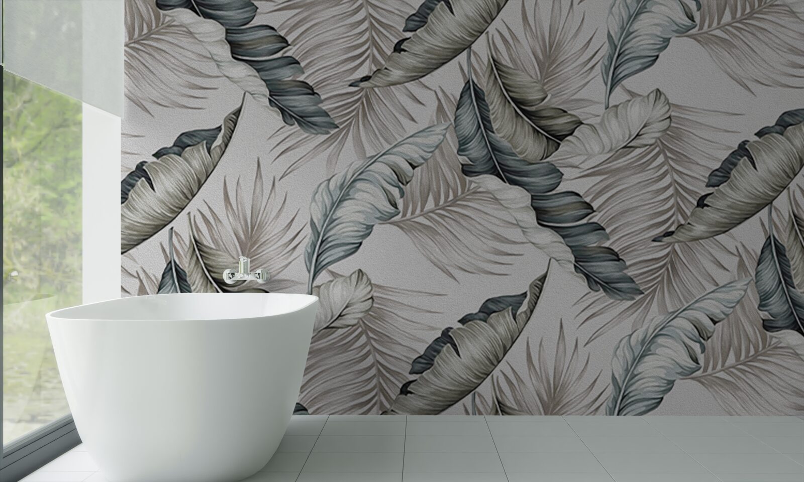 Fototapet frunze tropicale în culori pastelate