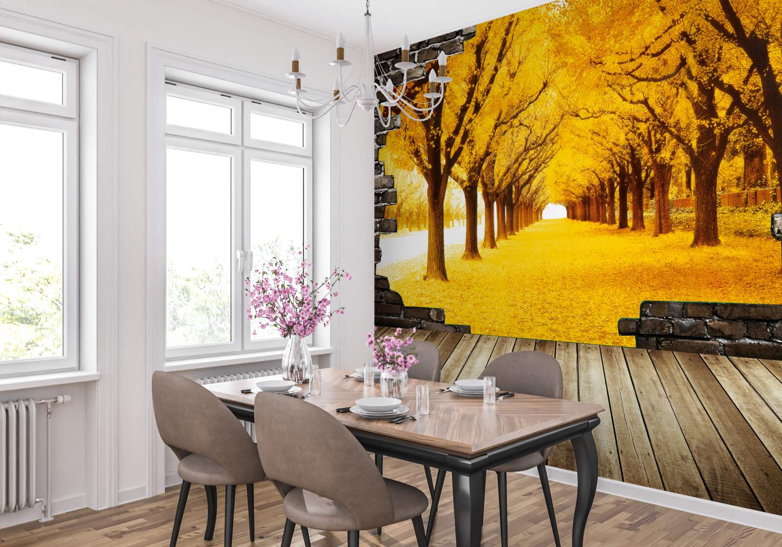 Fototapet bulevardul era acoperit cu frunze galbene