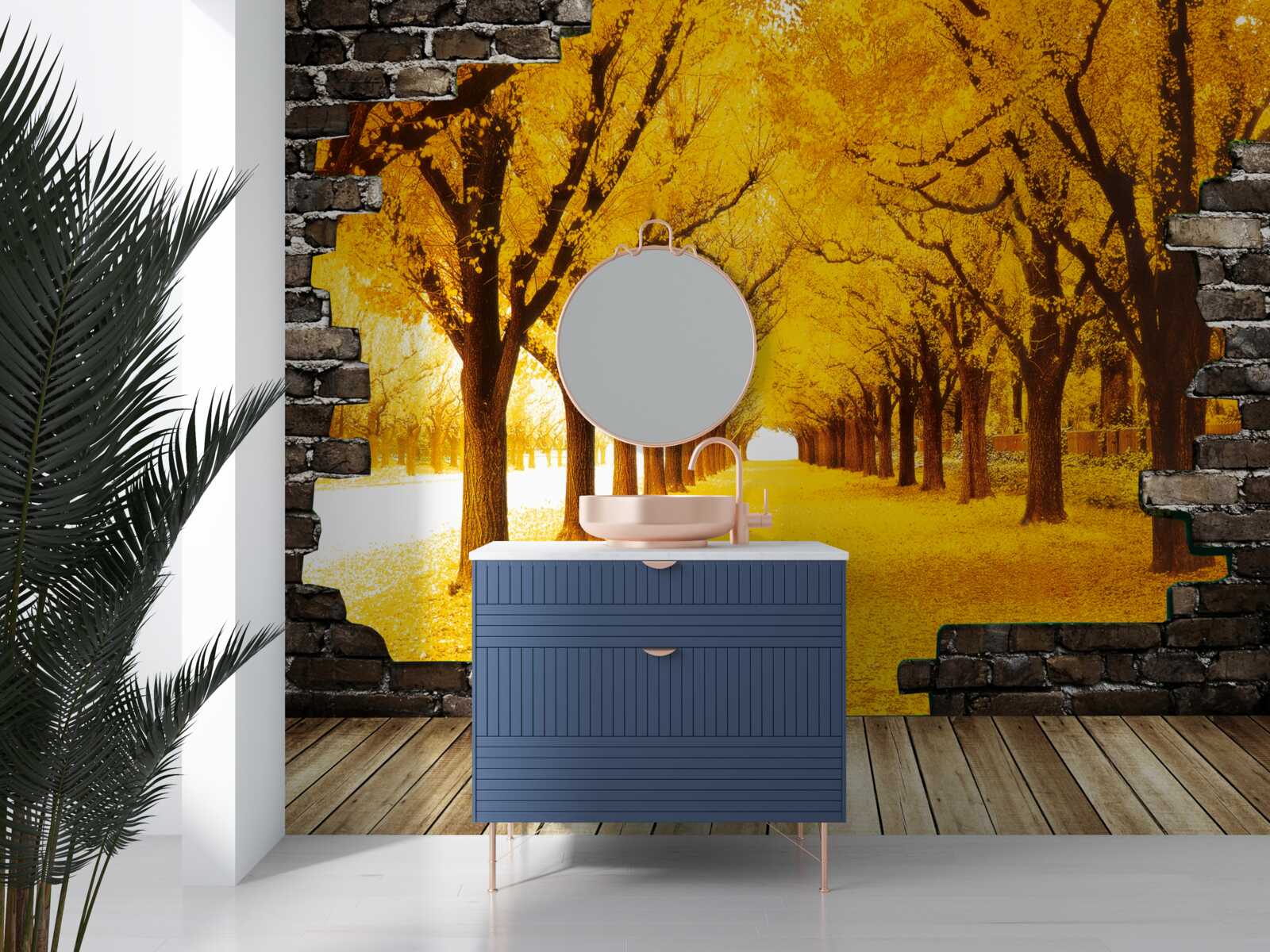 Fototapet bulevardul era acoperit cu frunze galbene