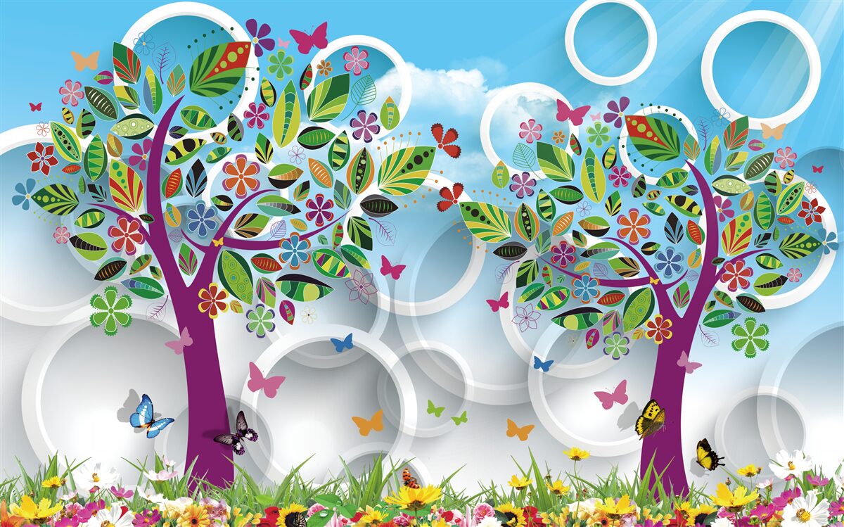 Fototapet o urmă de culori de vară pe frunze