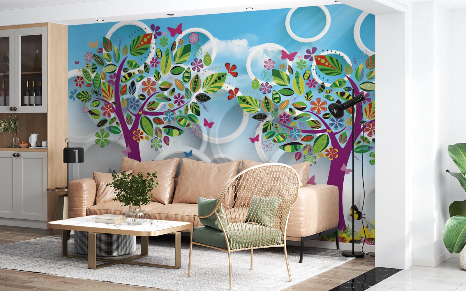 Fototapet o urmă de culori de vară pe frunze