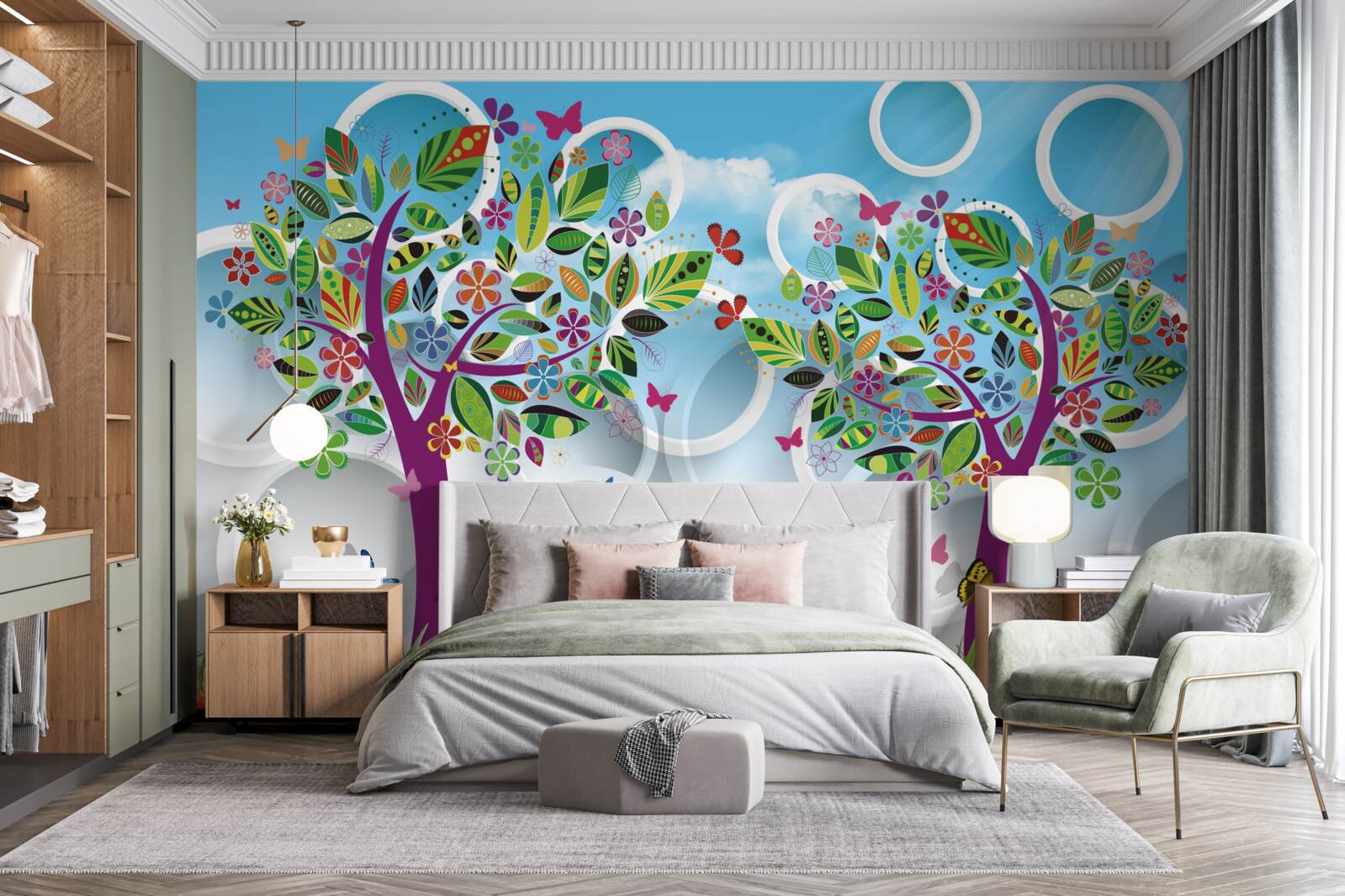 Fototapet o urmă de culori de vară pe frunze