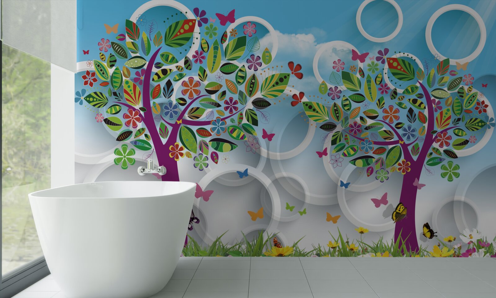 Fototapet o urmă de culori de vară pe frunze