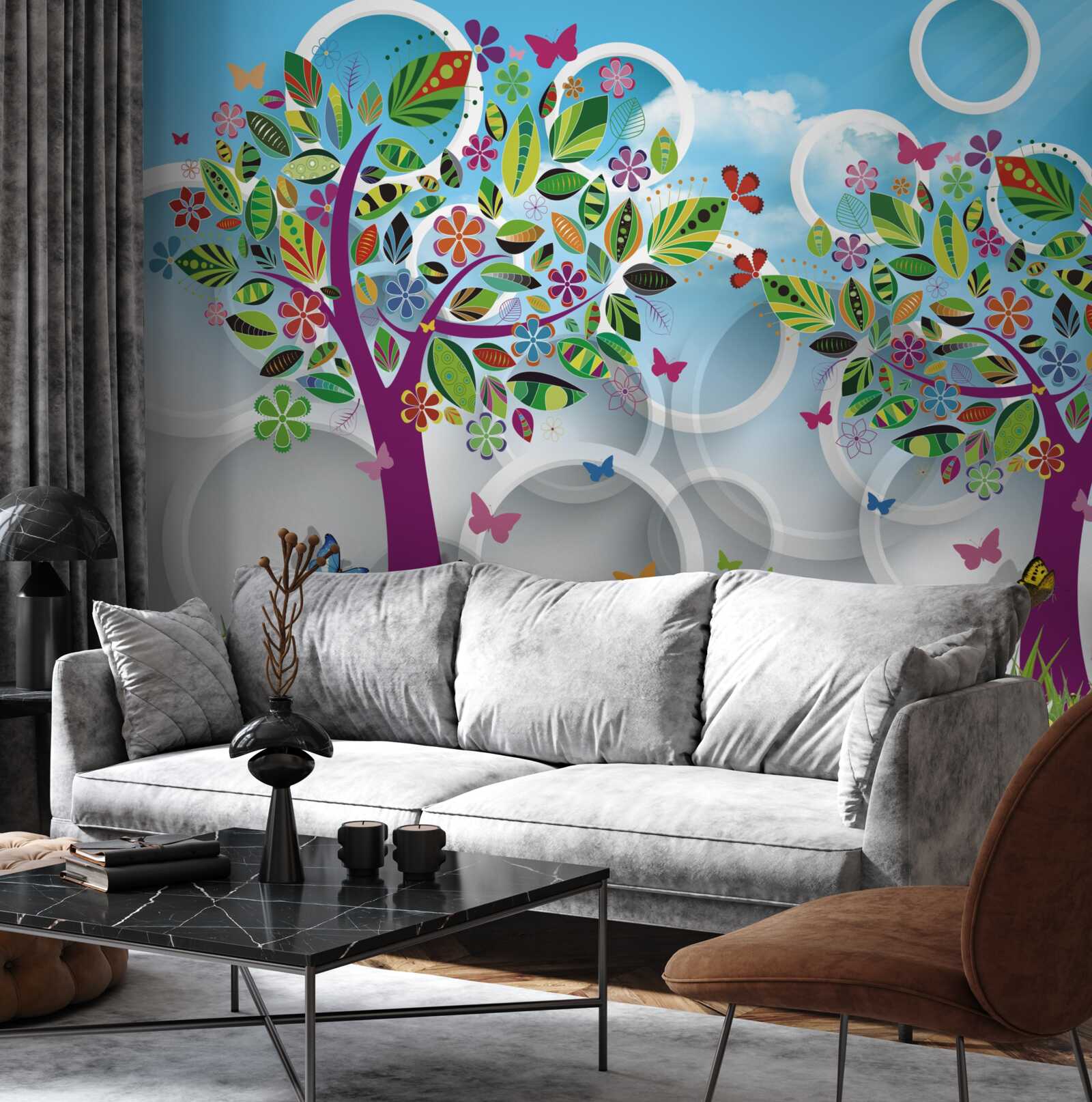 Fototapet o urmă de culori de vară pe frunze