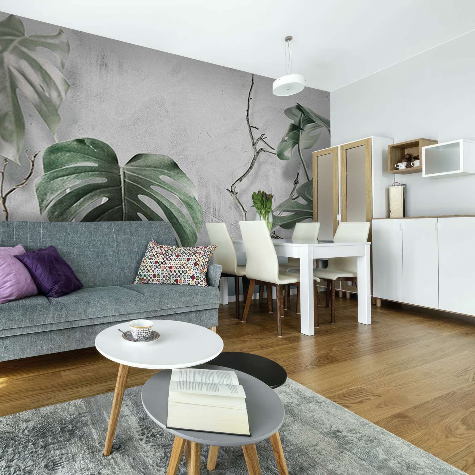 Fototapet frunzele verzi de monstera sunt mari