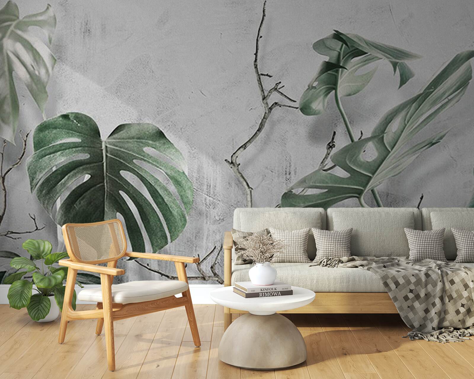 Fototapet frunzele verzi de monstera sunt mari