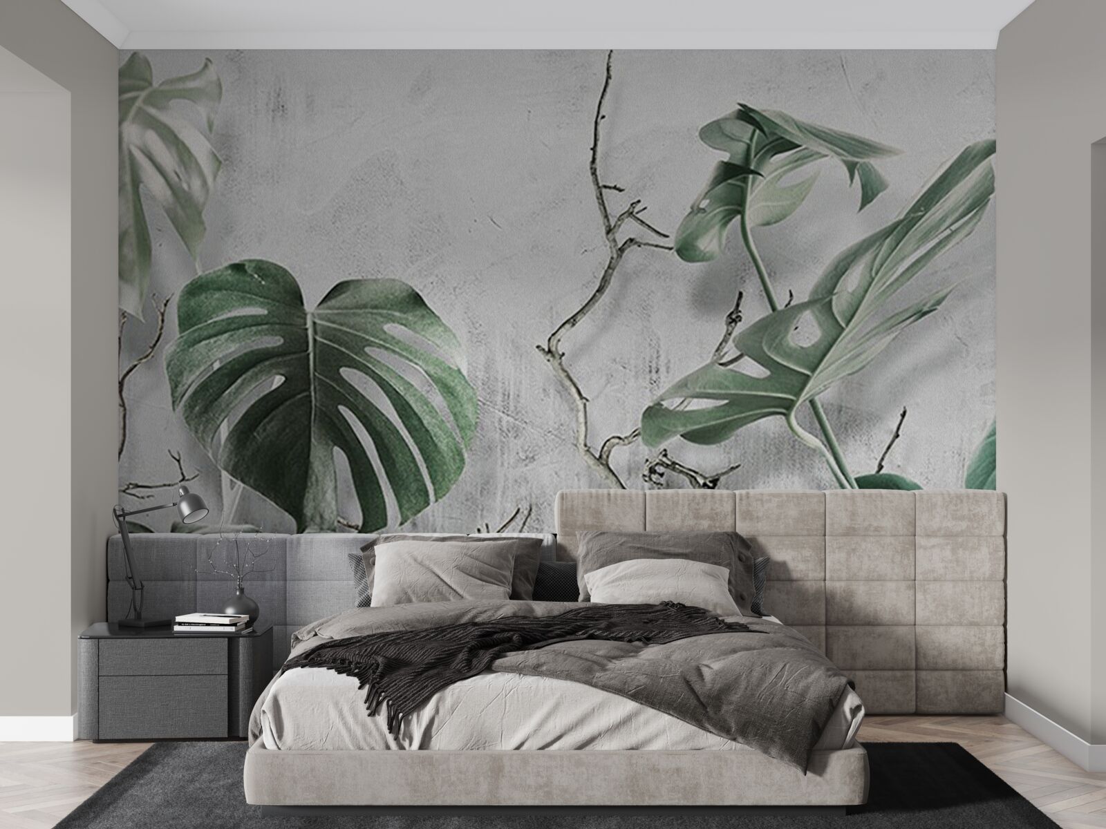 Fototapet frunzele verzi de monstera sunt mari