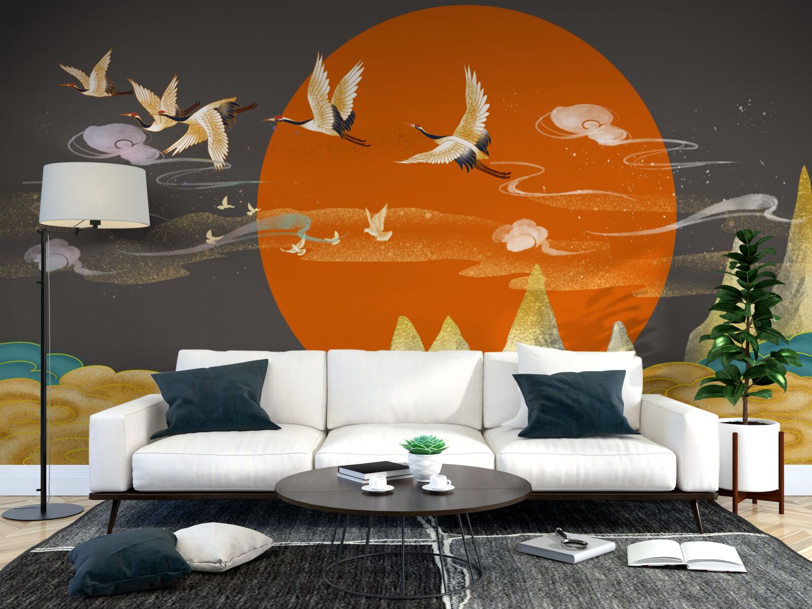 Fototapet vârfurile munților sunt martorele plecării cocorilor de la casa lor