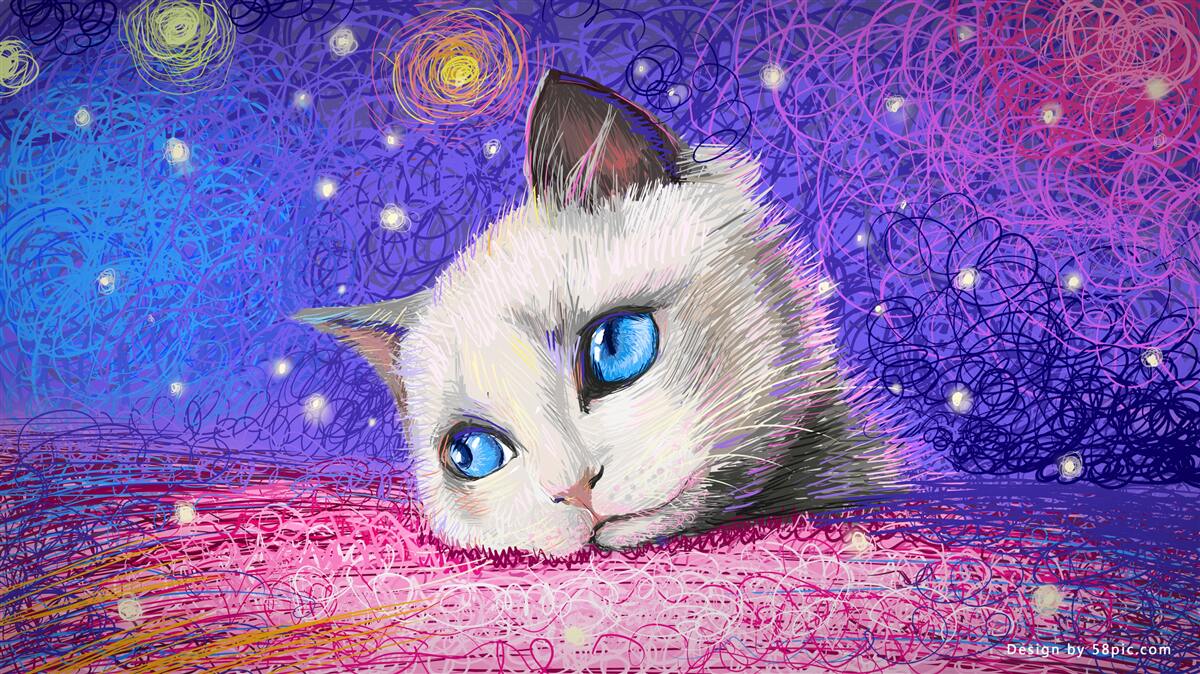 Fototapet pisoi distrat cu ochi albaștri