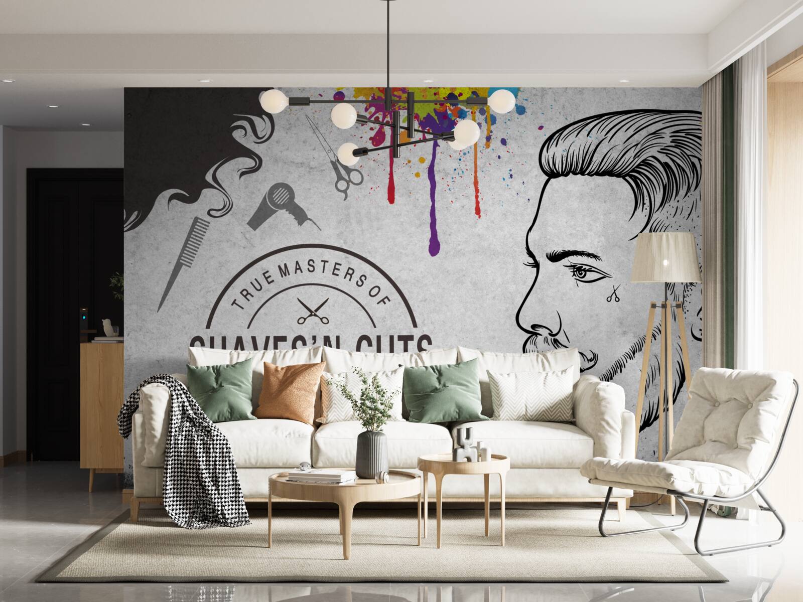 Fototapet publicitate pentru un salon de coafură pe perete