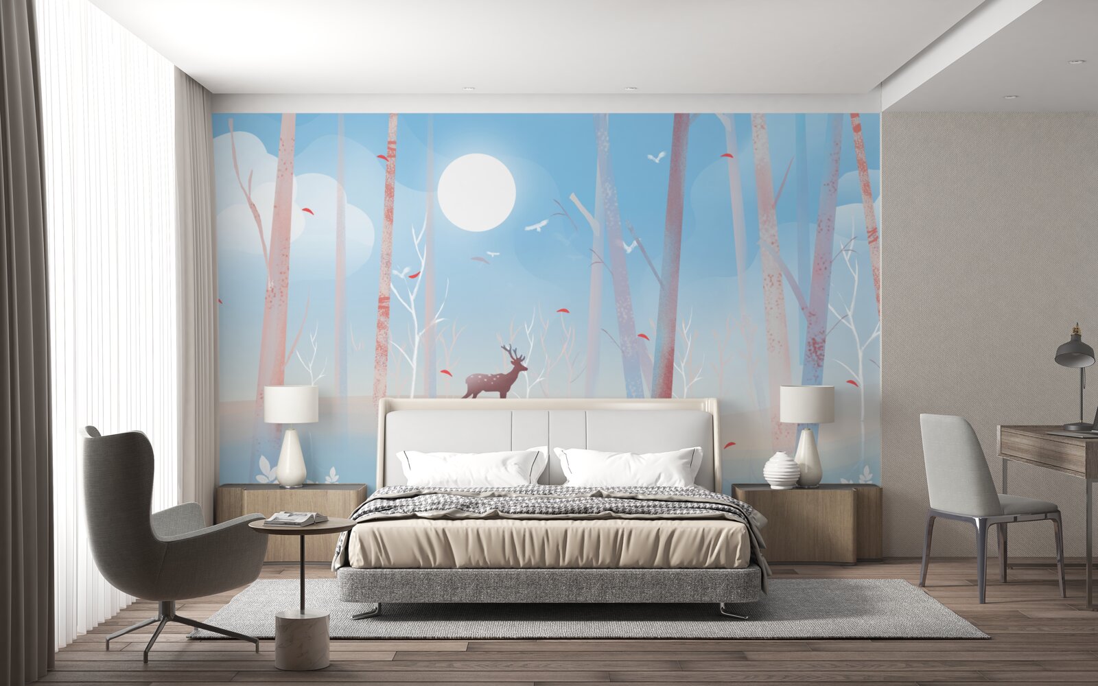 Fototapet animal nordic în pădure primăvara