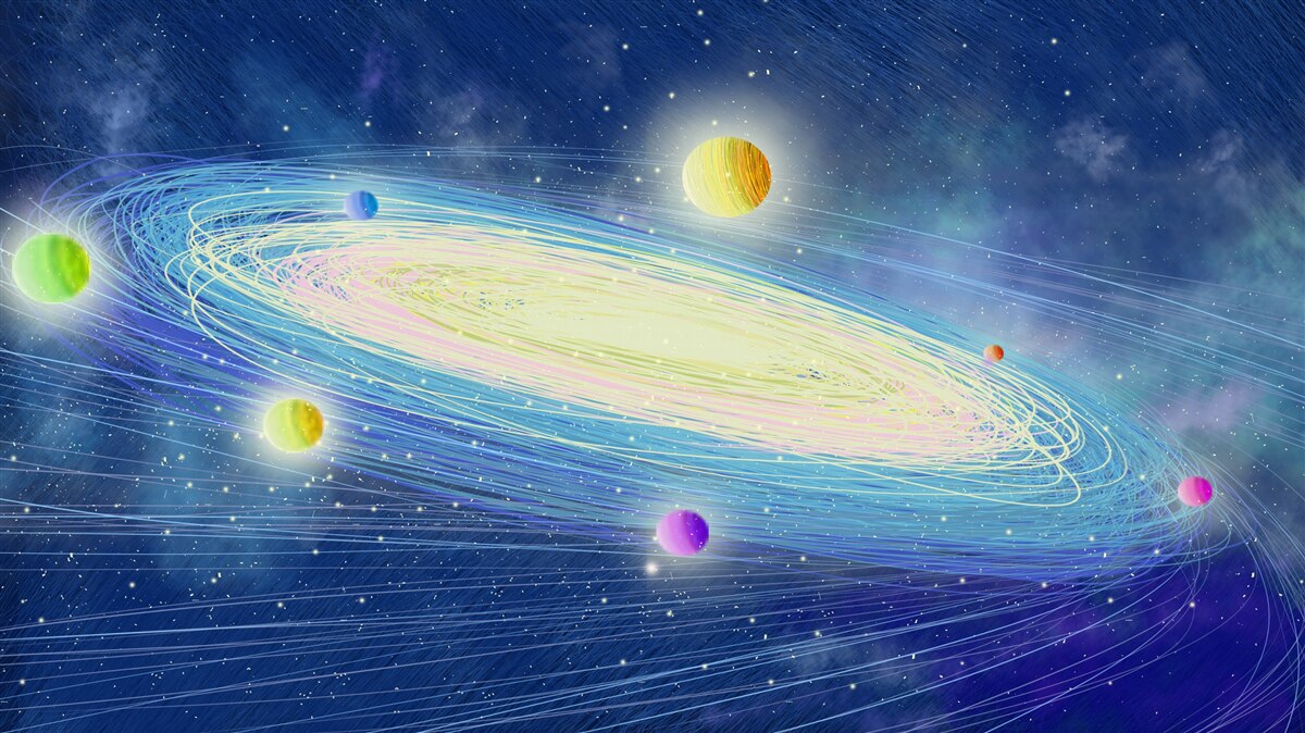 Fototapet revoluția planetelor în jurul stelei pe care o numim soare