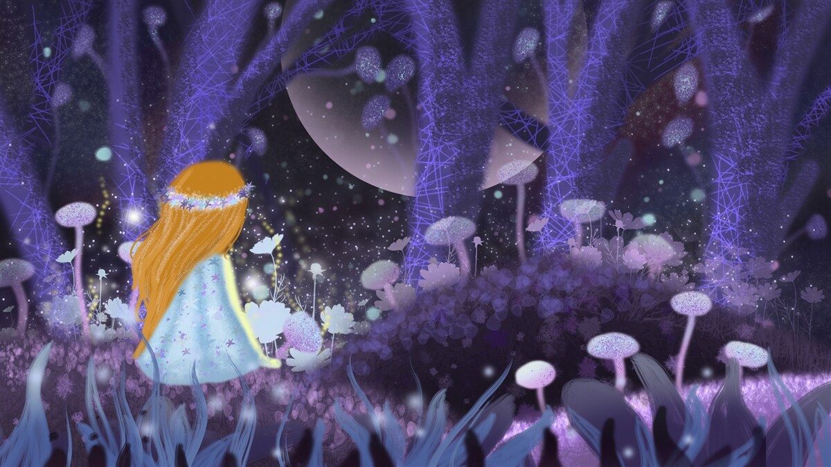 Fototapet un copil în regatul magic al copacilor