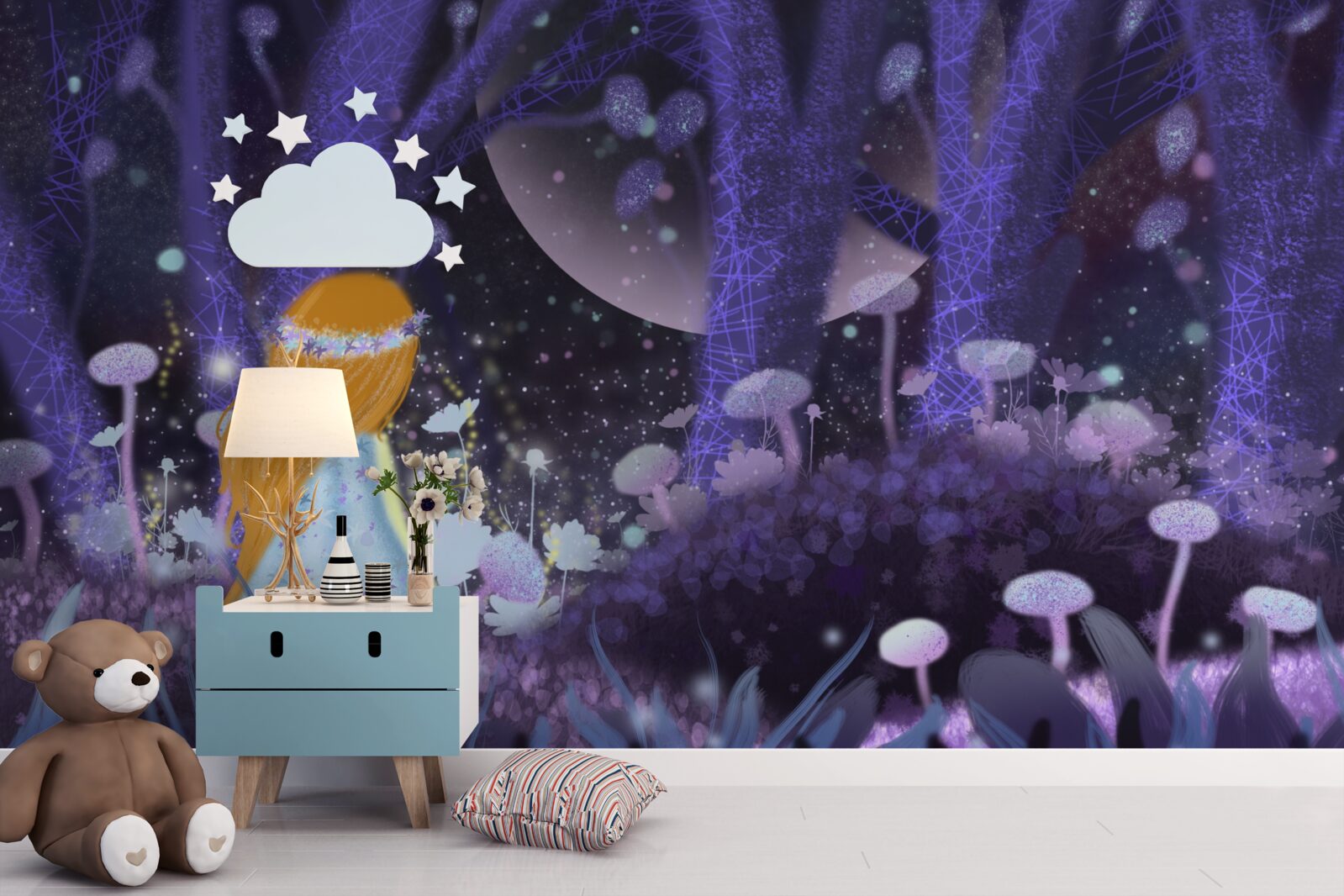 Fototapet un copil în regatul magic al copacilor