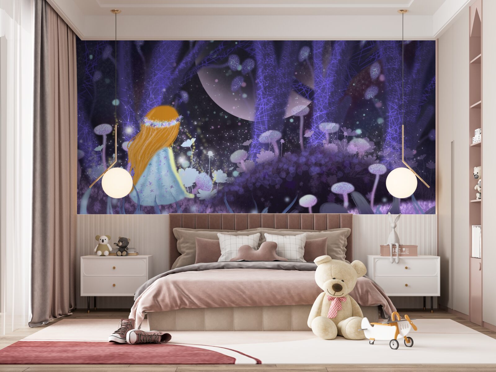 Fototapet un copil în regatul magic al copacilor