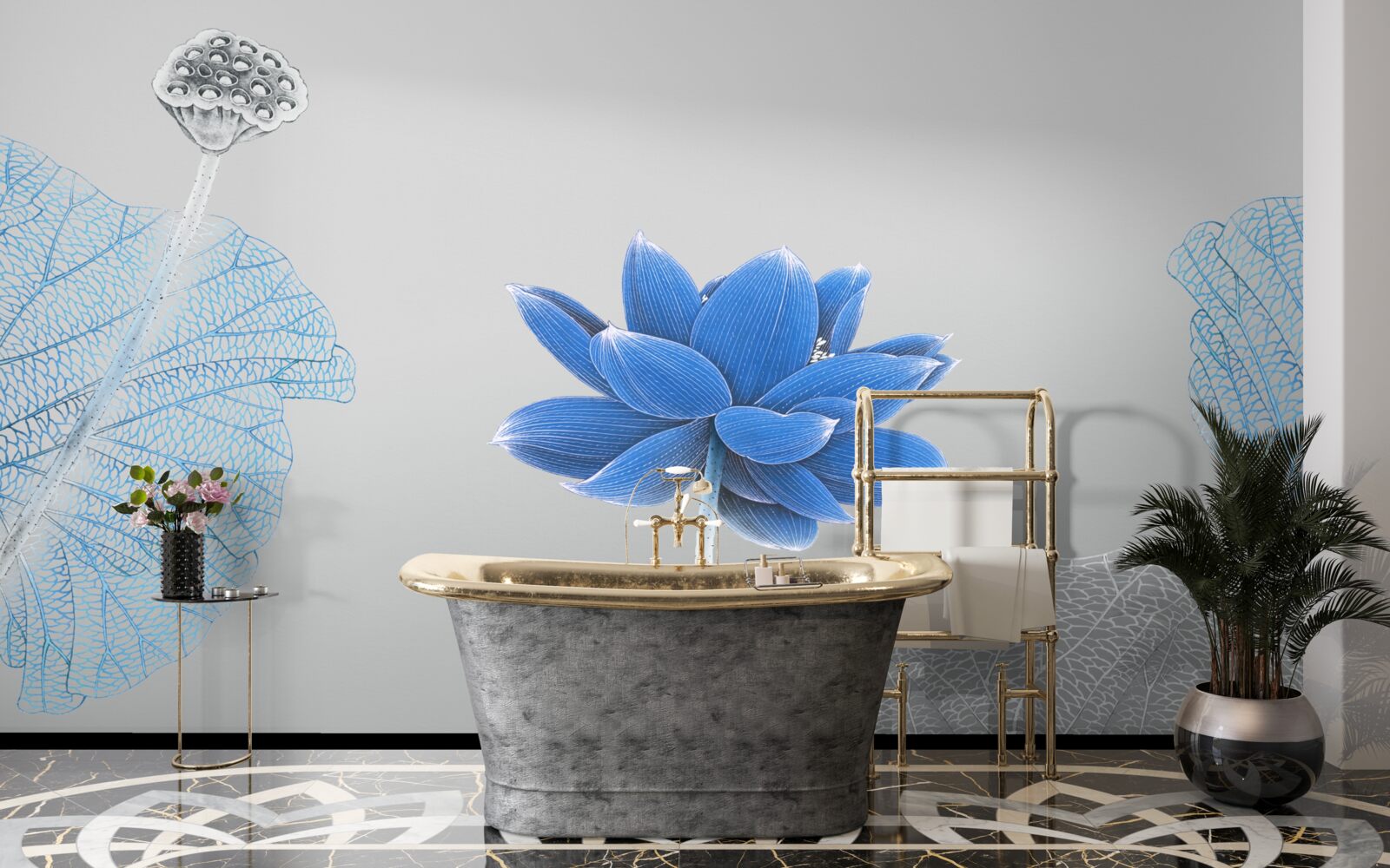 Fototapet floare de sticlă albastră